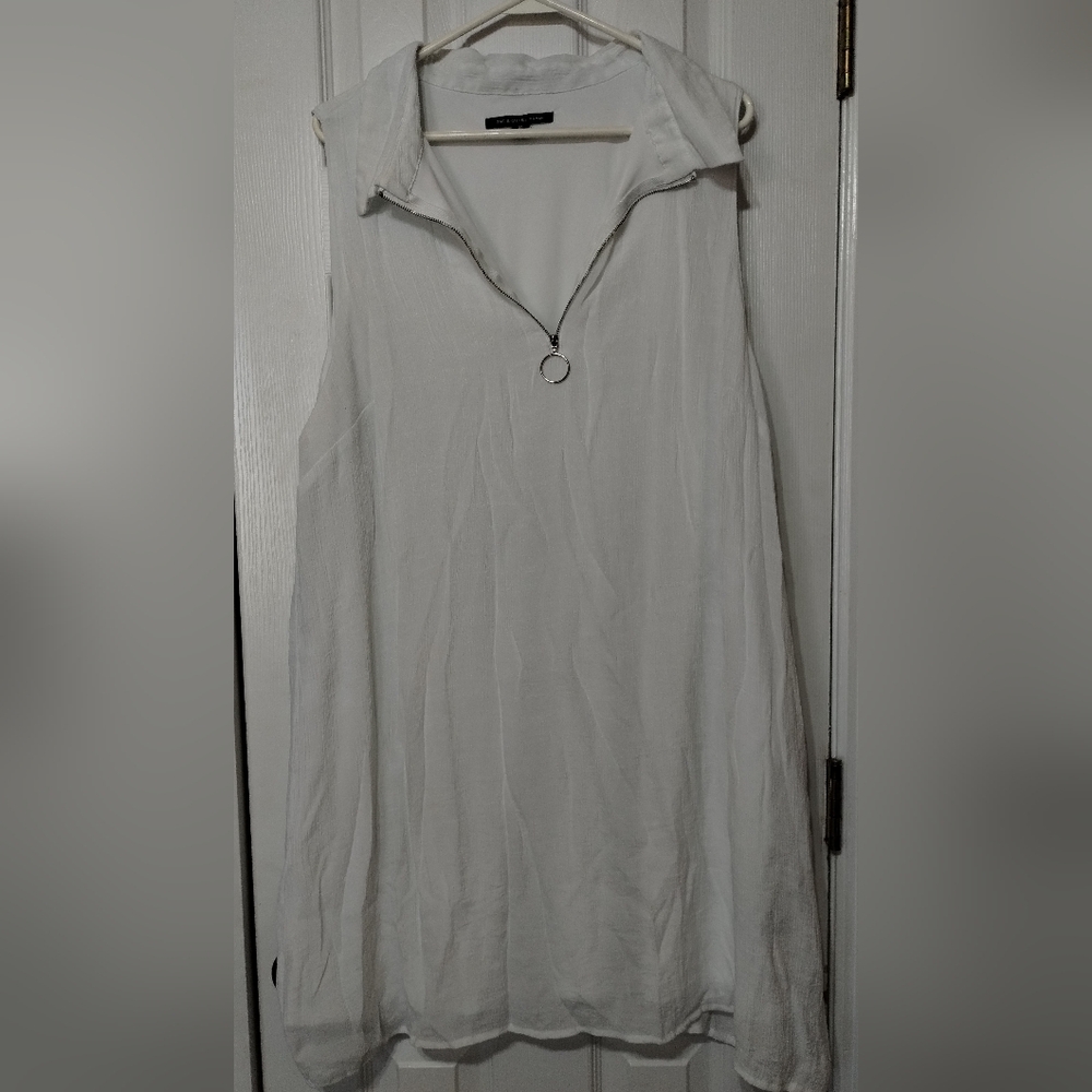 Zac & Rachel Size 3X White Sleeveless Zip-Up Dress